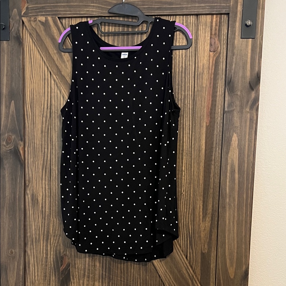Old Navy Black Tank Top with White Dots #1